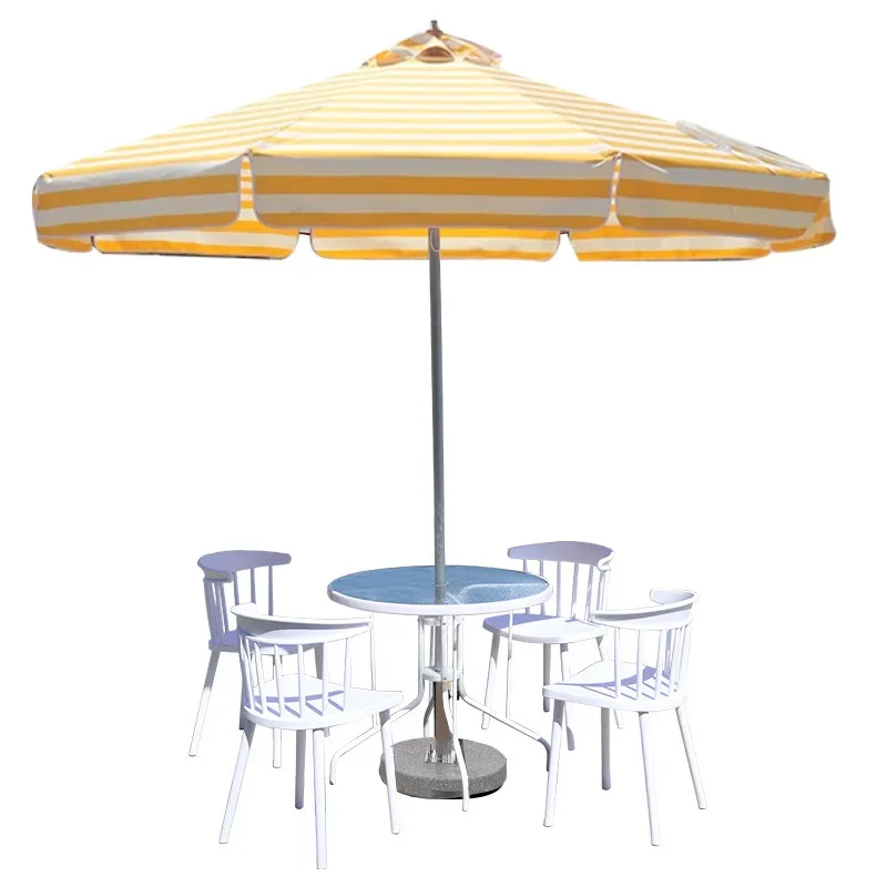 Striped outdoor parasol wood grain courtyard terrace large sun umbrella stall umbrella canopy tent