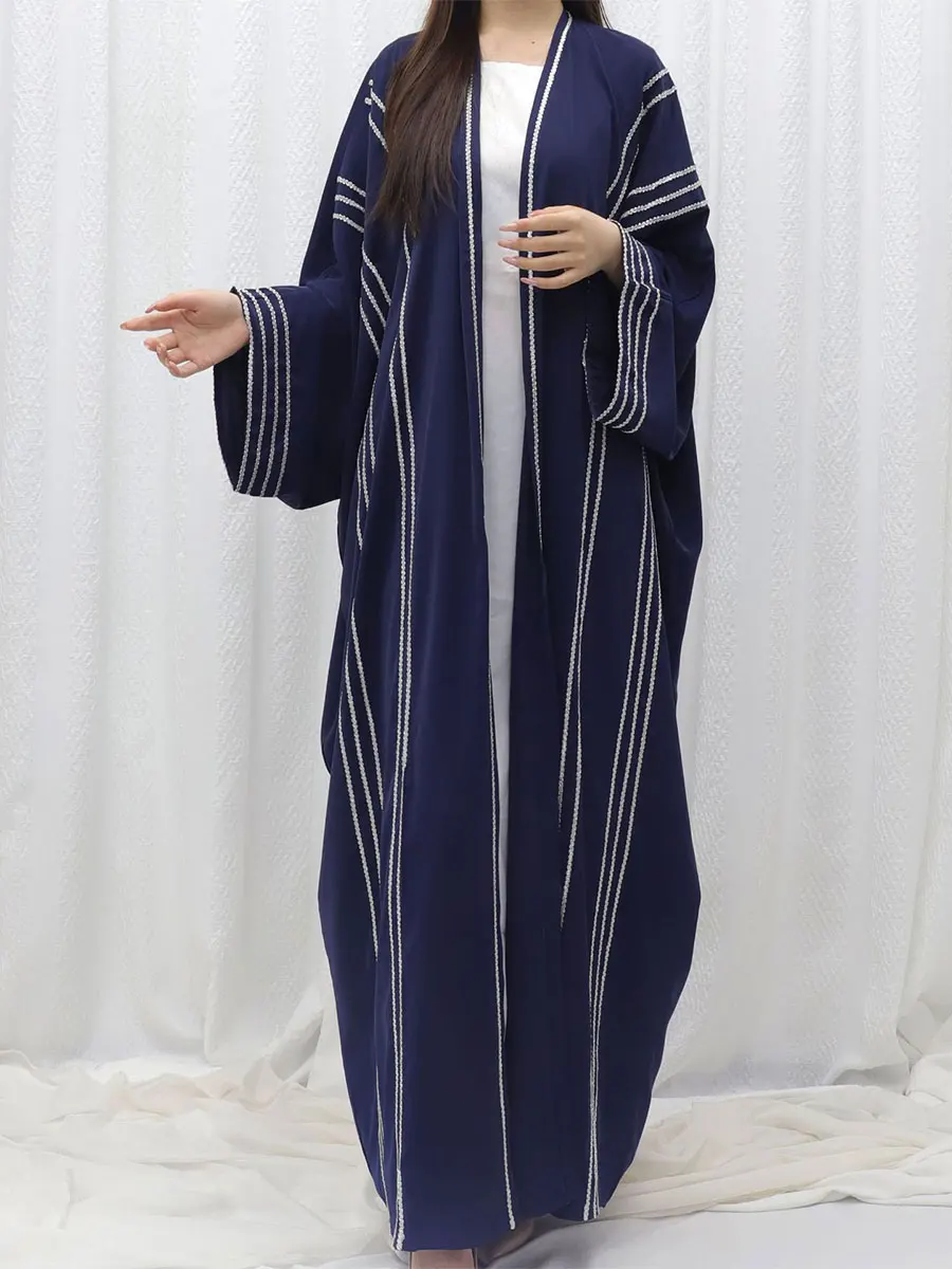 Dubai Open Abaya For Muslim Woman Batwing Sleeve Elegant Casual Loose Saudi Kebaya Moroccan Turkish Fashion Kaftan Cardigan 2024