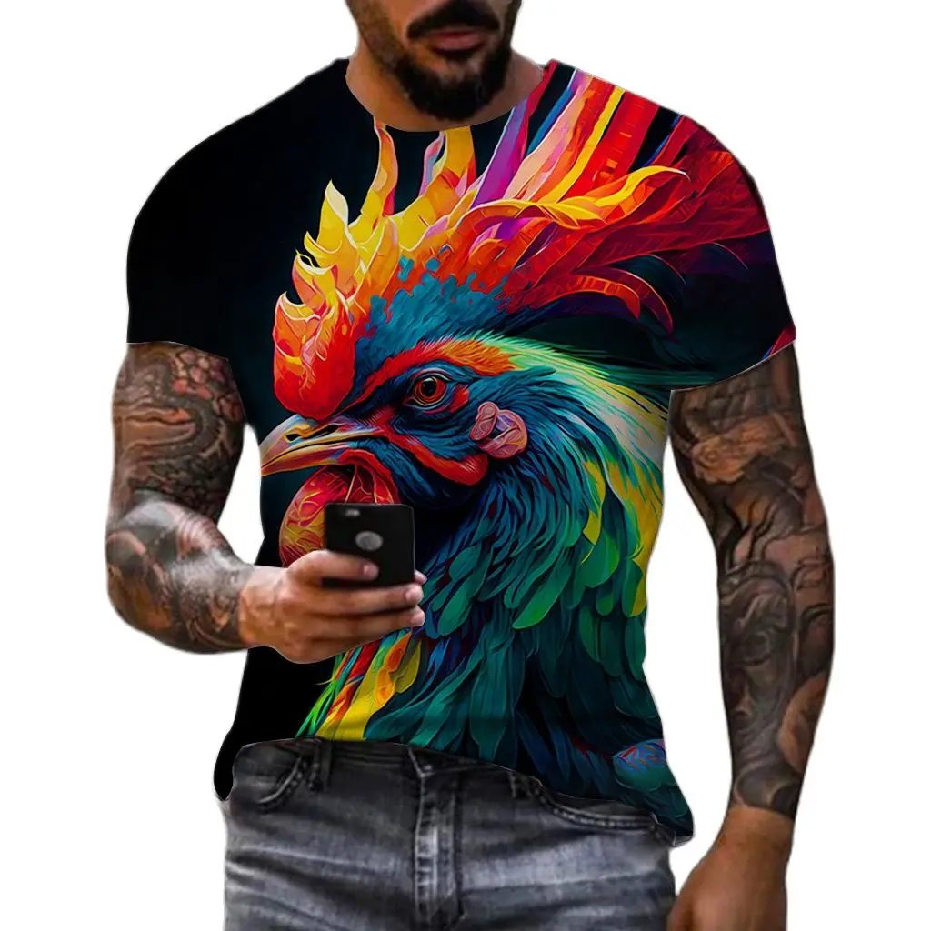 Fashion Cool Cock graphic t shirts For Men Summer Trend Casual Hip Hop Streetwear Personality Fun Print Round Neck Short Sleeve