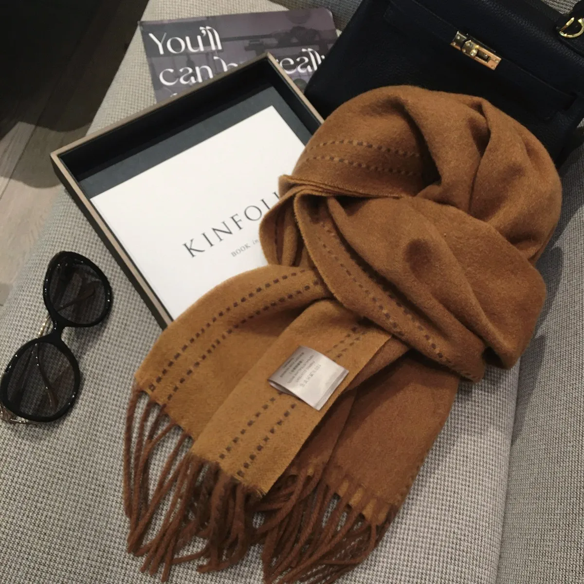 100% Pure Wool Woven Scarf - Double-Sided Cashmere Feel with Clean Stitch Detail for Premium Winter Warmth and Versatile Styling