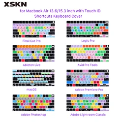 XSKN macOS Final Cut Pro Tools Logic Pro Ableton Premiere Lightroom Photoshop Shortcuts Keyboard Cover for Macbook Air 13.6/15.3