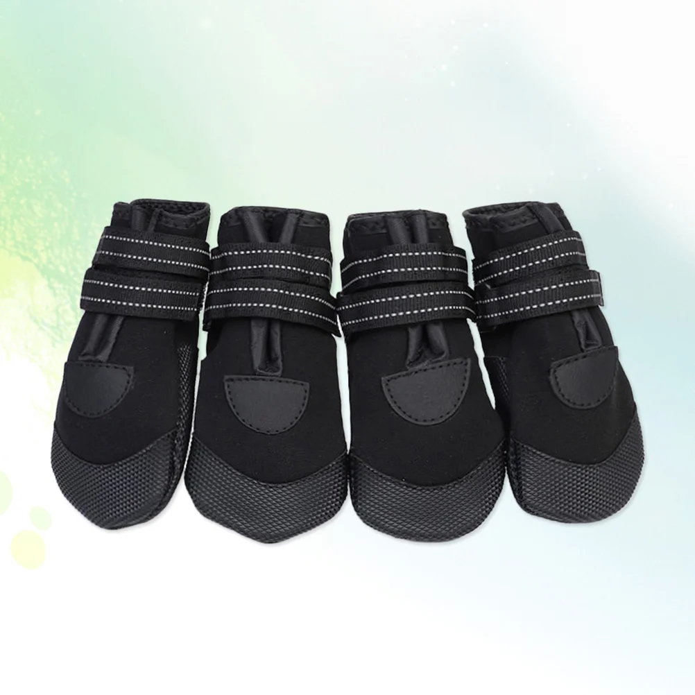 

4pcs Waterproof Warm Pet Dog Shoes Non-Slip Reflective Boots Diving Fabric Breathable Mesh Adjustable Band For Ice Snow Rain