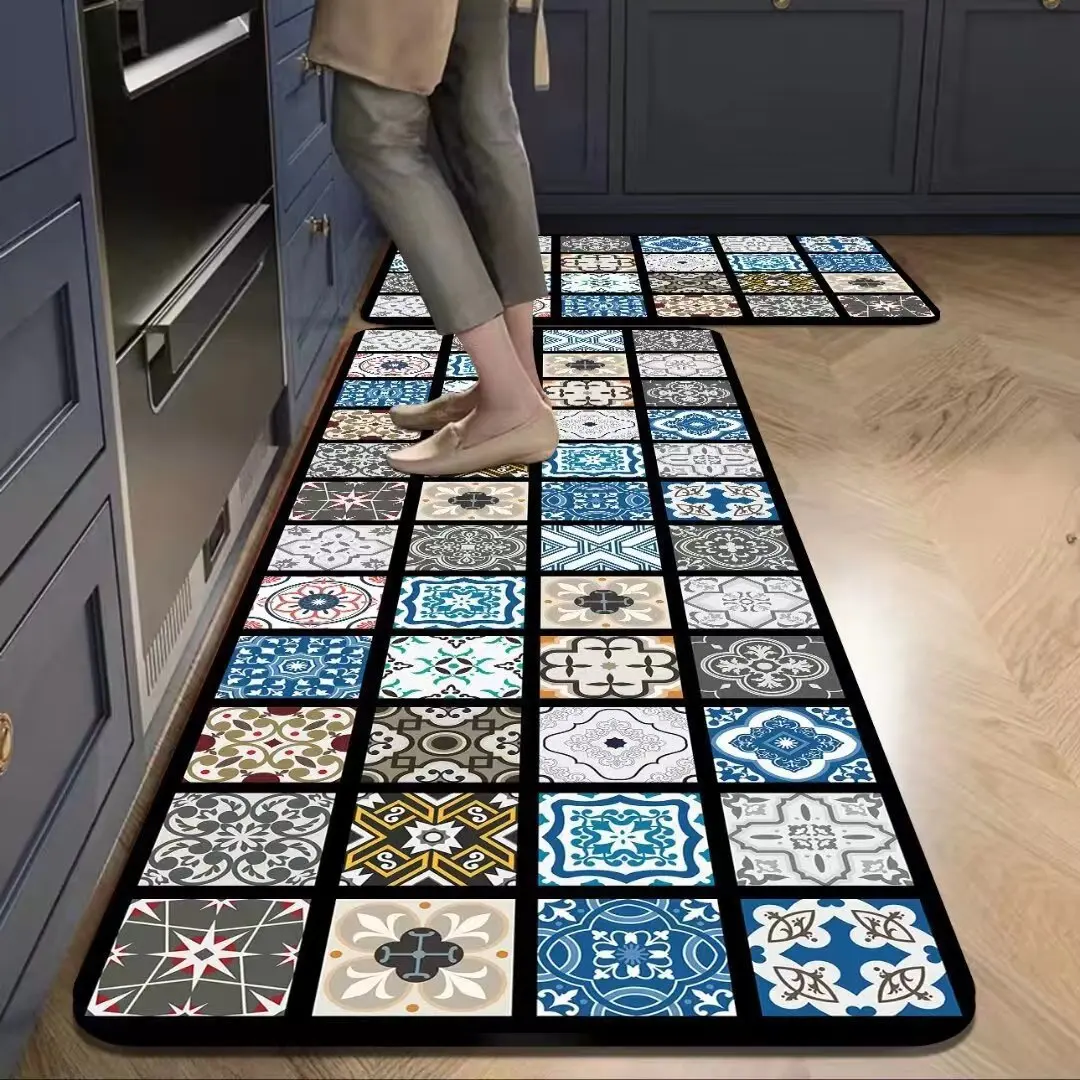 Best-Selling Kitchen Rug Featuring American-Style Mosaic Patterns Are Easy To Clean And Suitable For Laundry Room And Home Decor