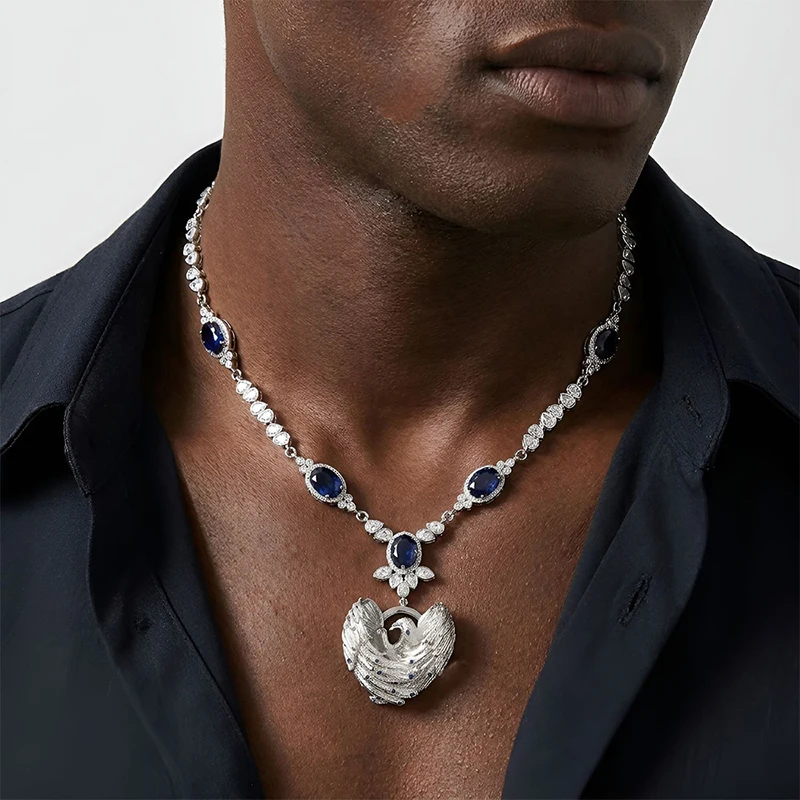 Hip Hop 5A+ CZ Stone Paved Bling Iced Out Angel Cupid Pendants Necklace Men Rapper Jewelry with CZ Tennis Chain