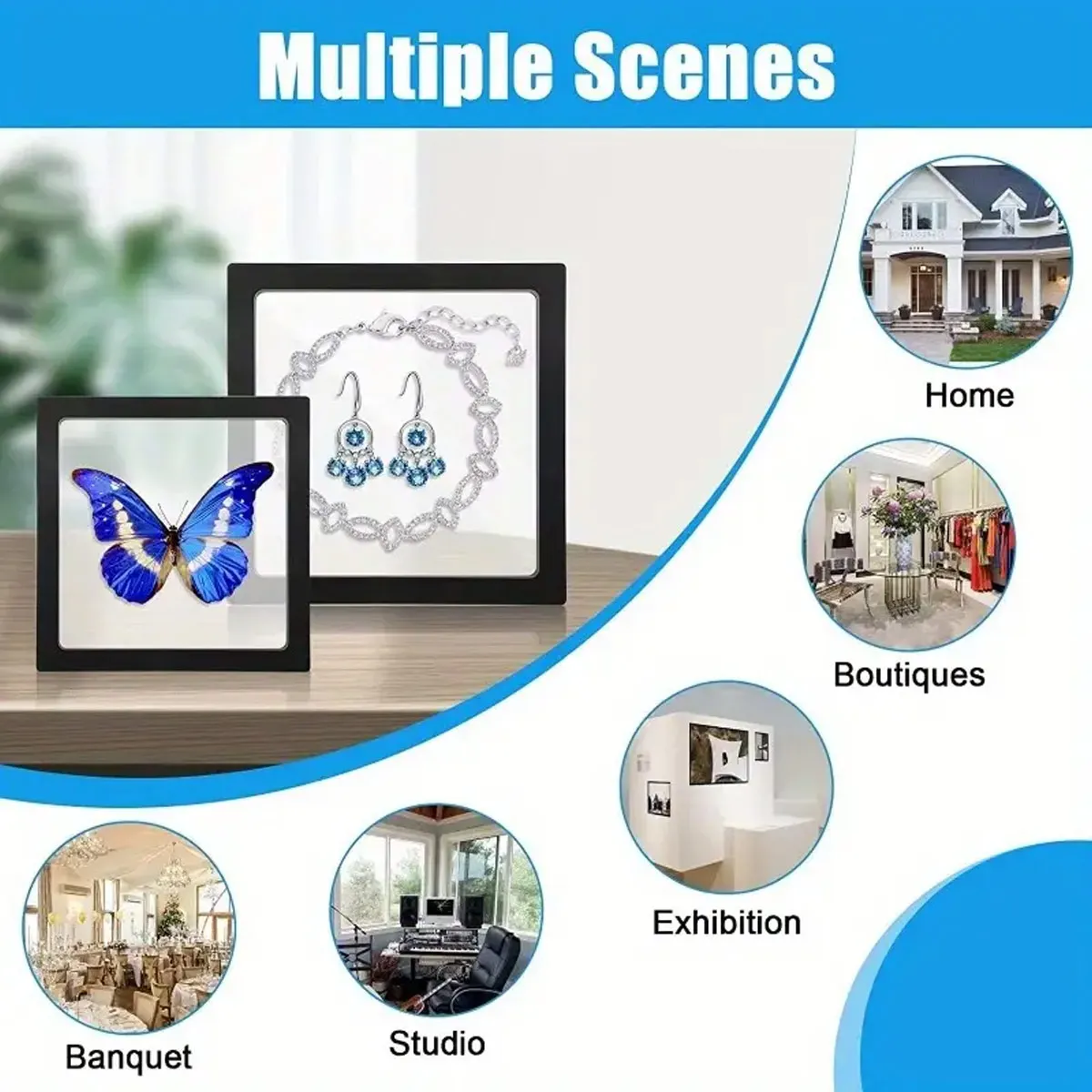 10 Stück, schwebende Displaybox mit Sockel, transparente Folien-Displaybox, für Sammlermünzen, Exemplare, Schmuckpräsentation und -aufbewahrung – Detail 4
