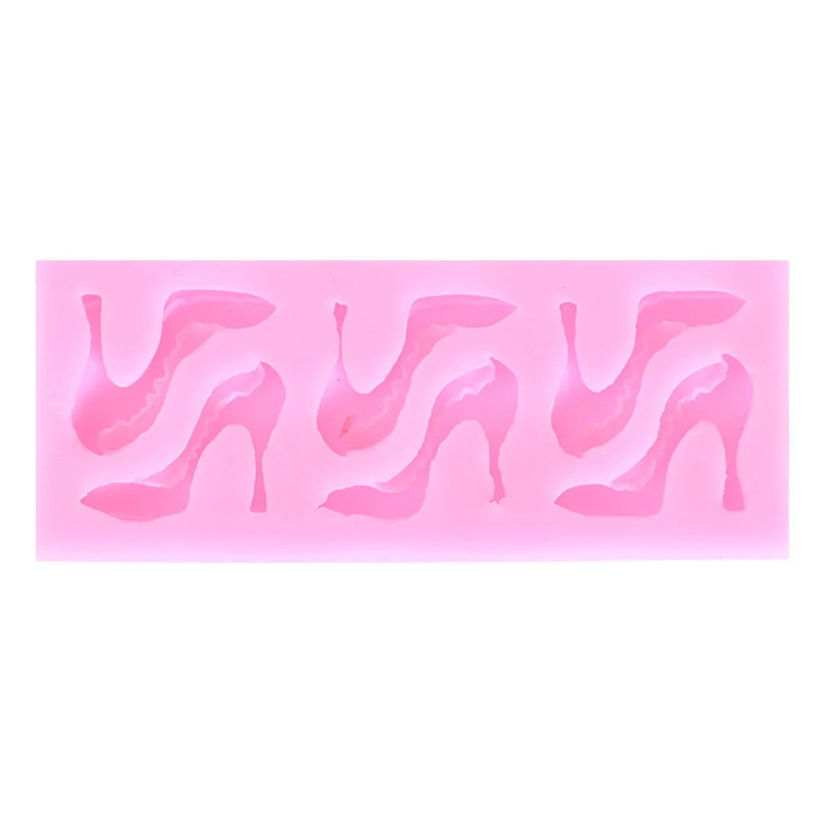 

3D High-Heeled Shoes Silicone Mold 8 Lattice Pink Flexible Reusable Baking Supplies Cake Decorating Tool Chocolate Soap Polymer