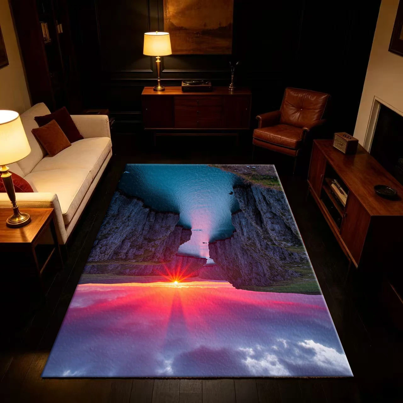 Coastal Cliffs Ocean Sunset Beauty Dramatic Sky Natural Landscape Carpet Floor Non-Slip Mat