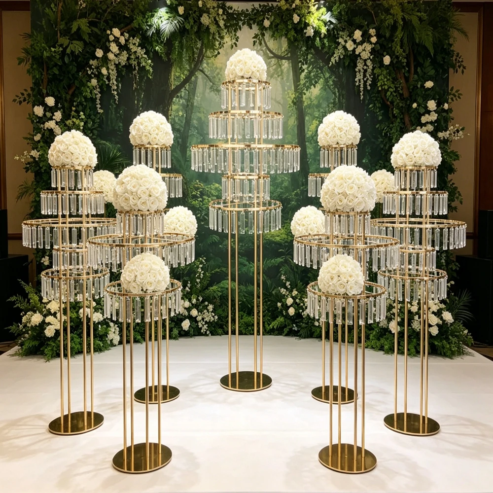 2-6pcs)70-130cm)2-6pcs)70-130cm) Wedding Acrylic Props Formula Pillar Outdoor Road Guide New European Silver Gold Mirror Wedding