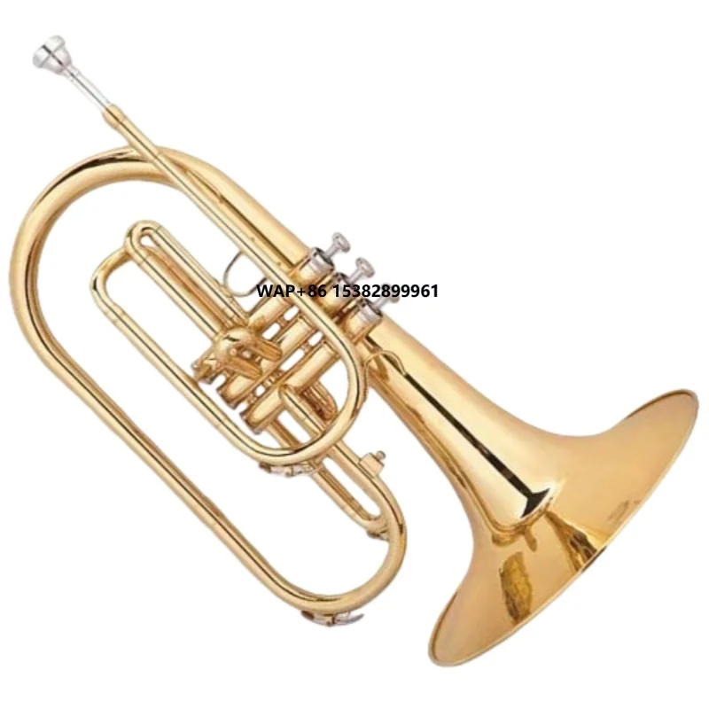 

Marching Horn Melody Style Gold-Plated Bb Brass Body French Horn Baritone Range Smooth Valve Action Durable