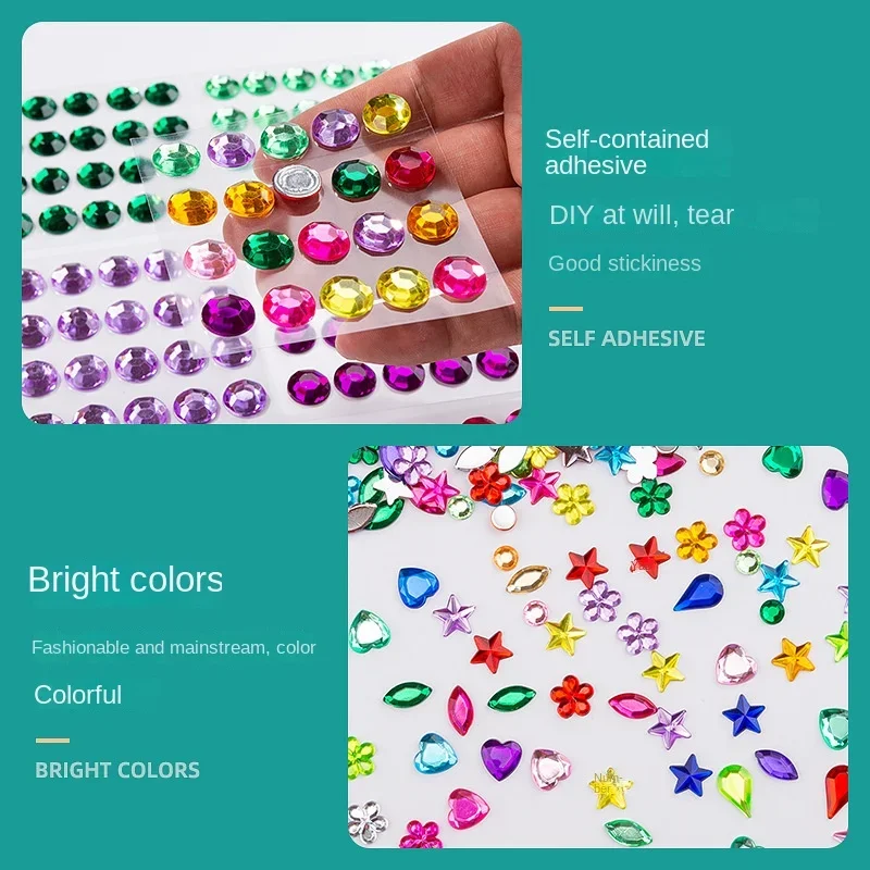 Mixed Color Adhesive Acrylic Diamond Children's DIY Gem Sticker Special-shaped Crystal Colored Diamond Rhinestone