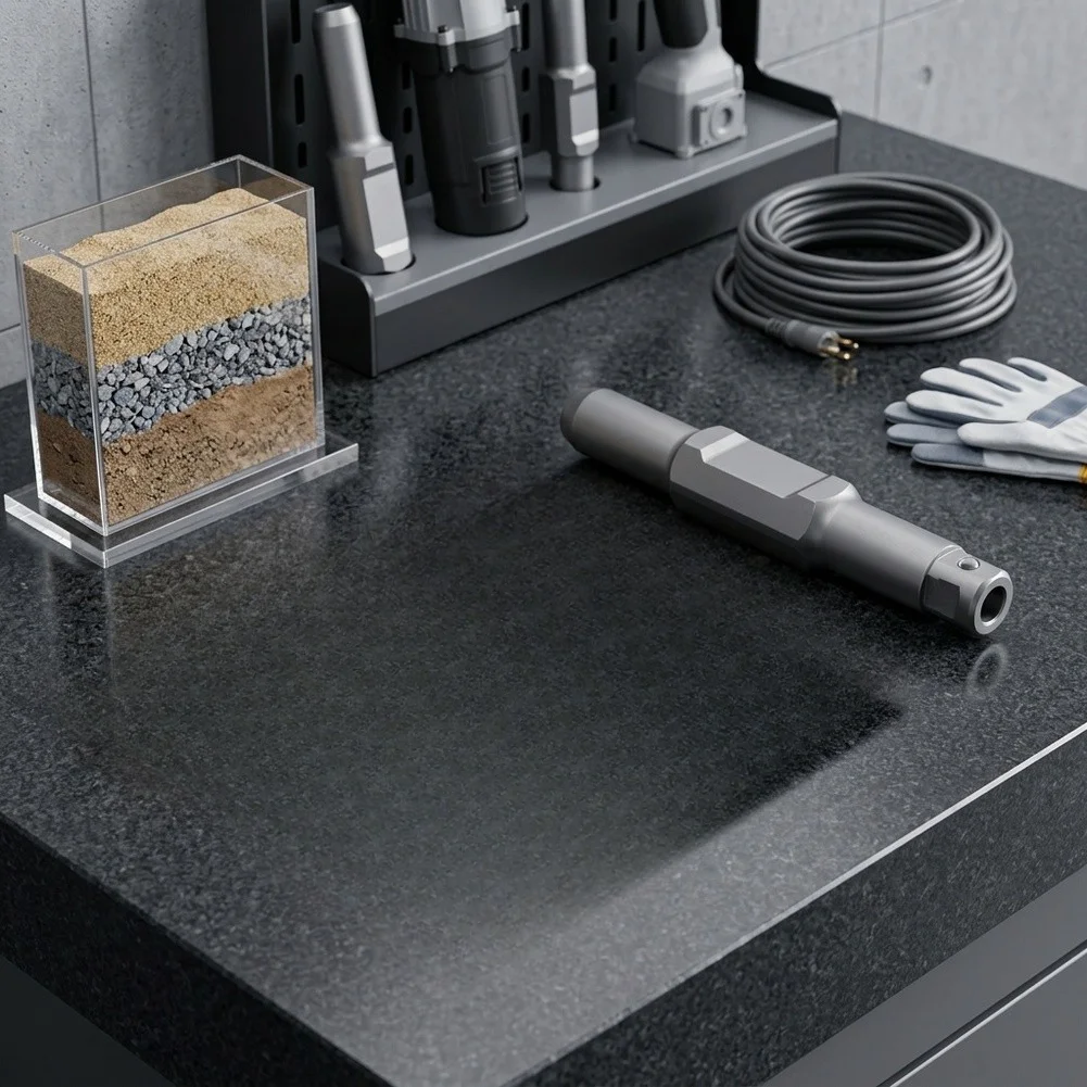 Extension rod for mechanical tamping plates to facilitate deeper penetration and uniform density in granular material compaction