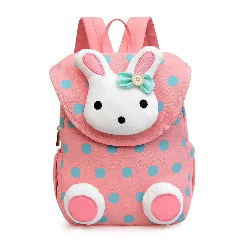 Sac à dos de dessin animé anti-perte de lapin mignon pour filles, sac à dos imprimé en toile de grande capacité, étudiant en maternelle, à la mode, nouveauté