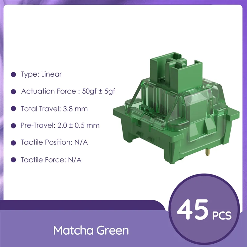 A13E-Akko V3 Pro Keyboard Switch Matcha Green Switches 3 Pin 50Gf Linear Switch For MX Mechanical Keyboard (45 Pcs)