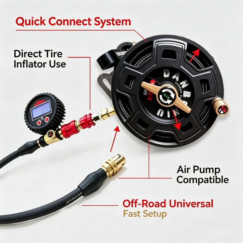 7m manual retractable air pump hose reel | all-terrain off-road use (inflation tube storage artifact) cross-border hot seller