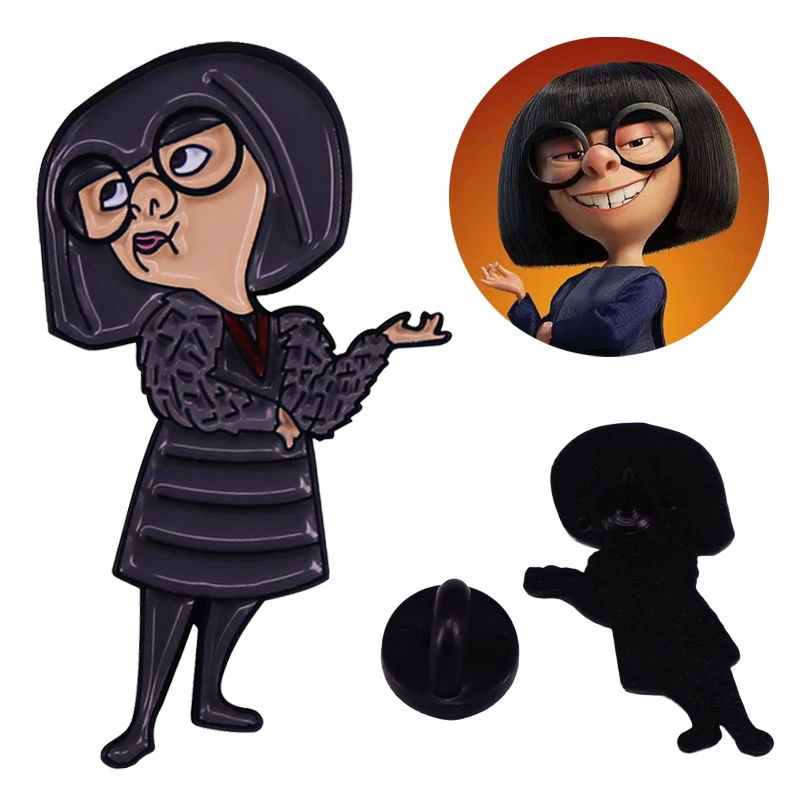 The Incredibles Enamel Pin Edna Mode Brooch Lapel Pins Badge on Backpack Clothing Accessories Fashion Jewelry Friends Fans Gift