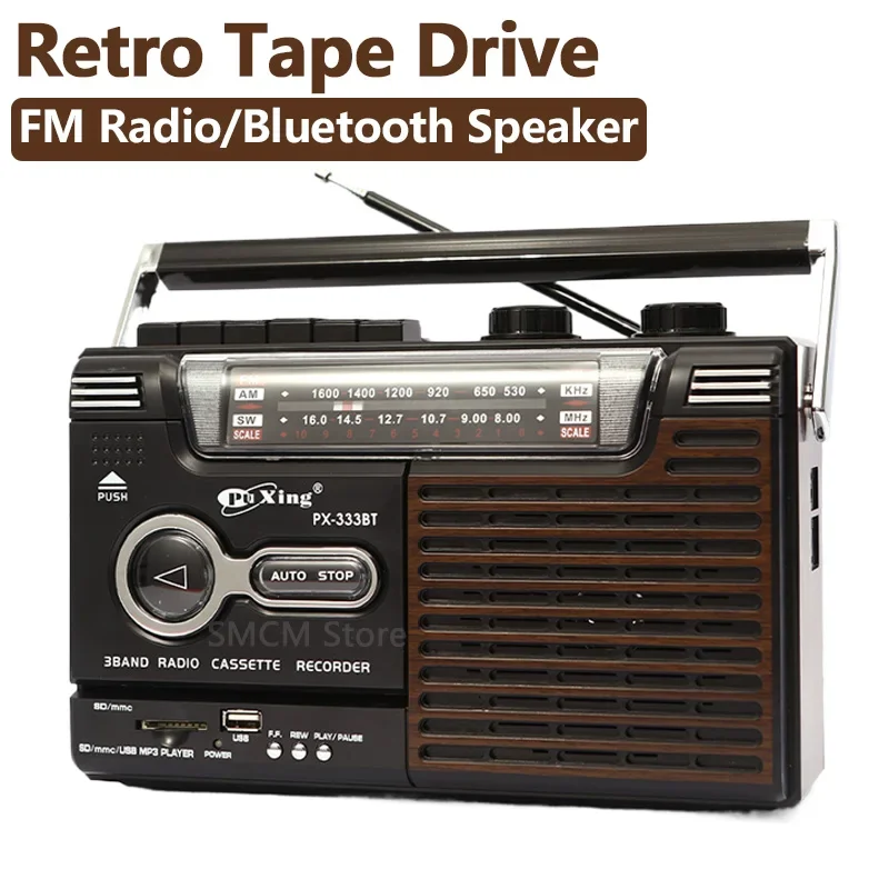 

Portable Vintage Retro USB AM/FM/SW Multiband Radio Stereo Wireless Bluetooth Boombox Mp3 Audio Cassette Tape Player Recorder