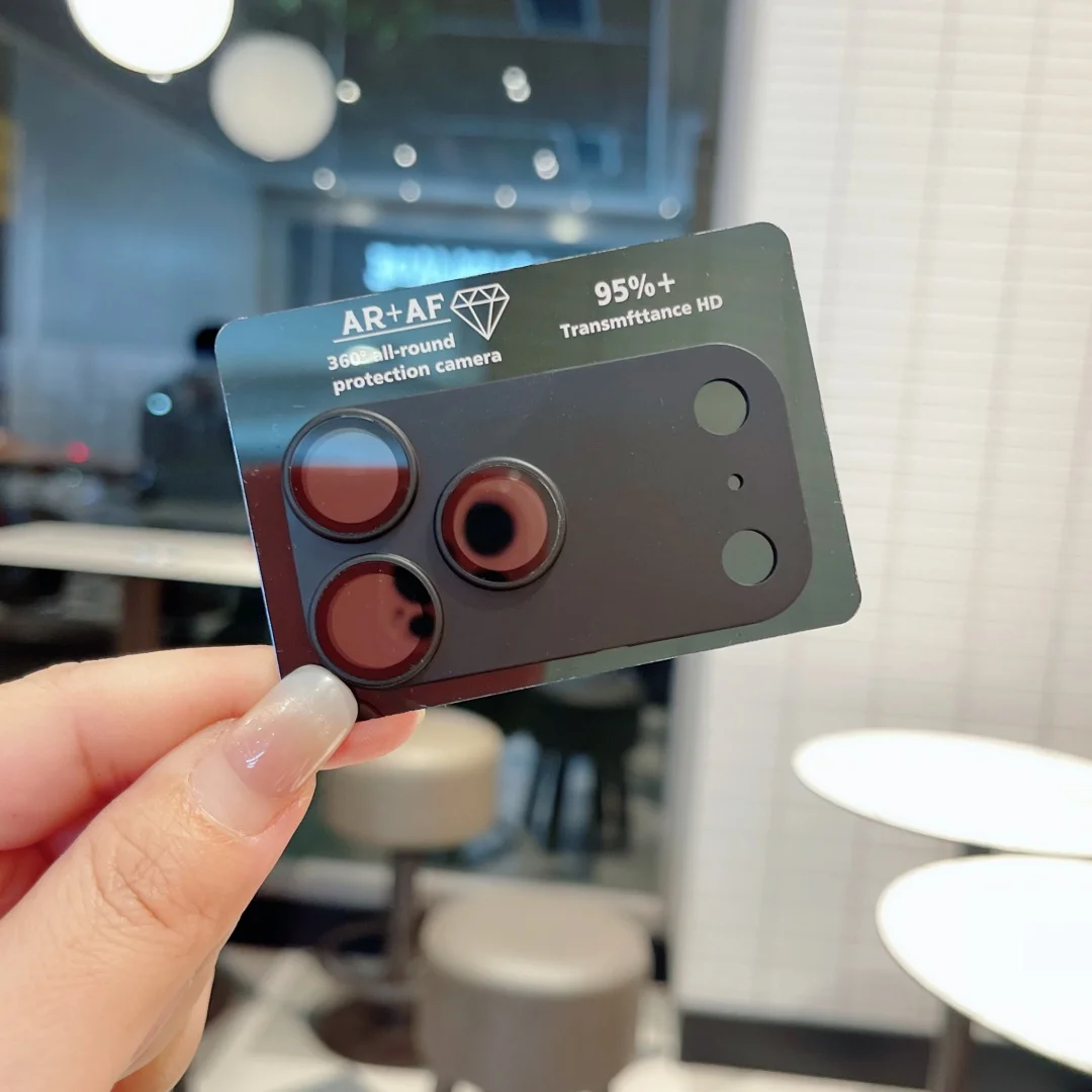 ملحقات عدسة الكاميرا لهاتف آيفون 17 برو ماكس زجاج مقسى 360 °   واقي كاميرا معدني شامل بالكامل