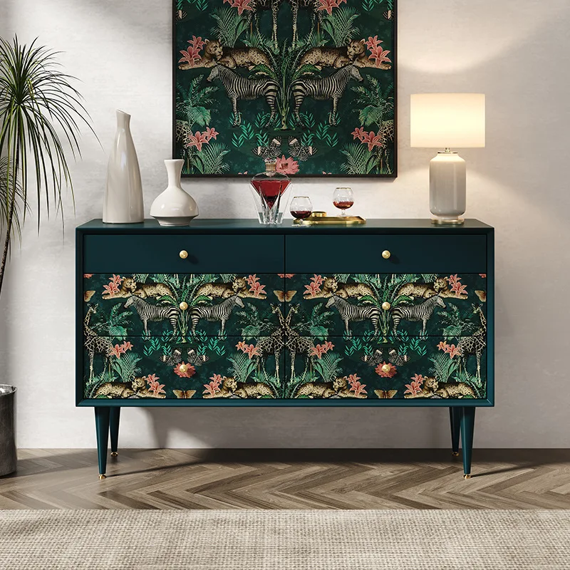 

Painted six-chest cabinet, bedroom, bedside cabinet, living room, hand-painted furniture, drawer-type solid wood painted locker