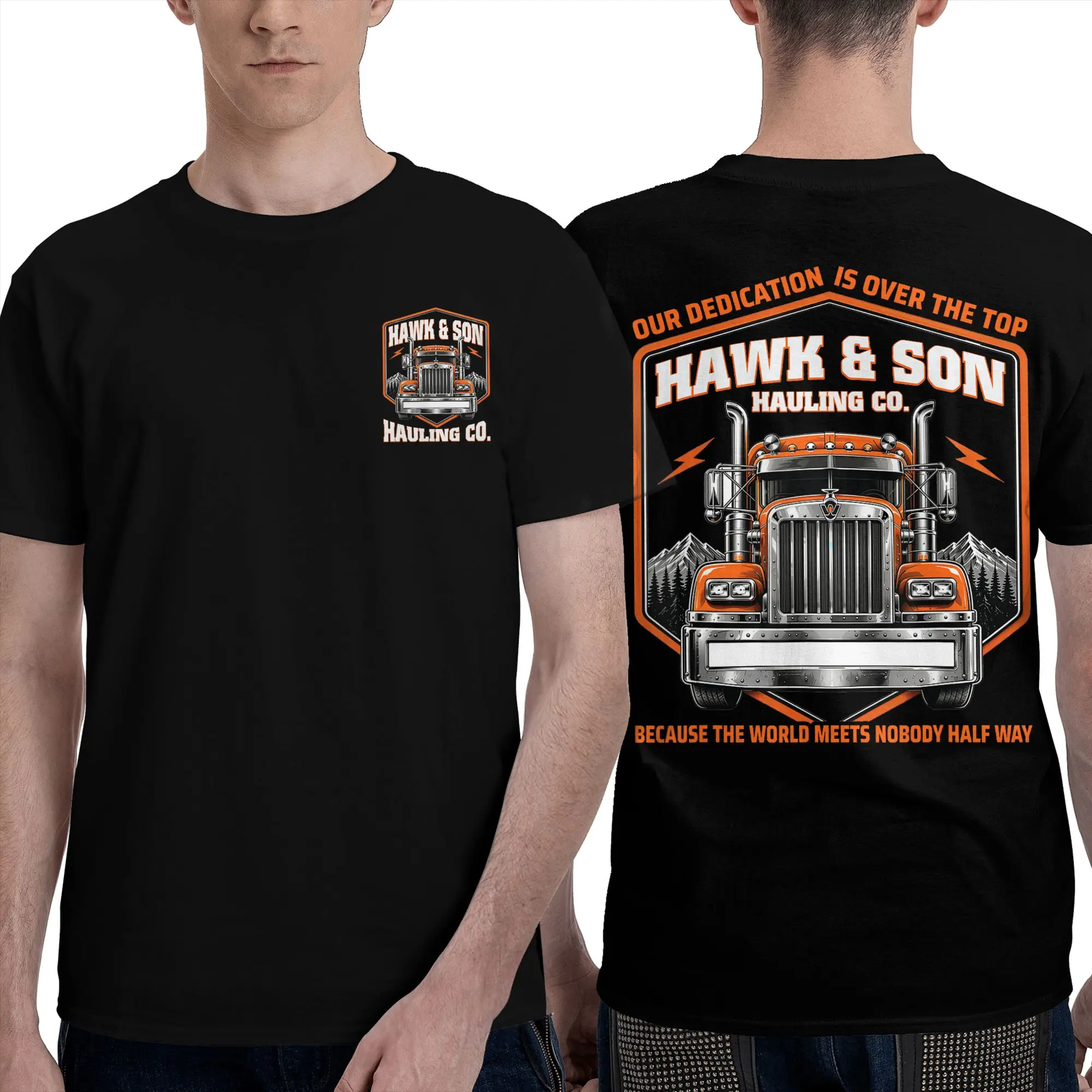 Hawk and Son Hauling Company Proud Trucker Big Rig T Shirt Men's  Vintage Cotton T-Shirts Summer O-Neck Leisure Tee Shirt