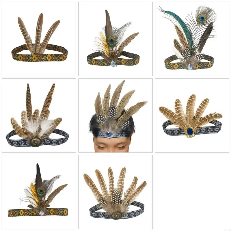 

A3PB Bohemian с пернатой головной повязкой эластичный головной убор музыкальный фестиваль костюмы