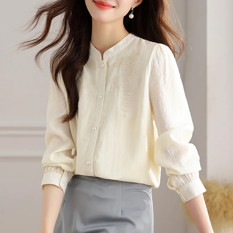 Chemises à manches longues en Satin pour femmes, coupe cintrée, boutonnée, col rabattu, féminin, doux, Preppy, jeune, coréen, tenue quotidienne décontractée