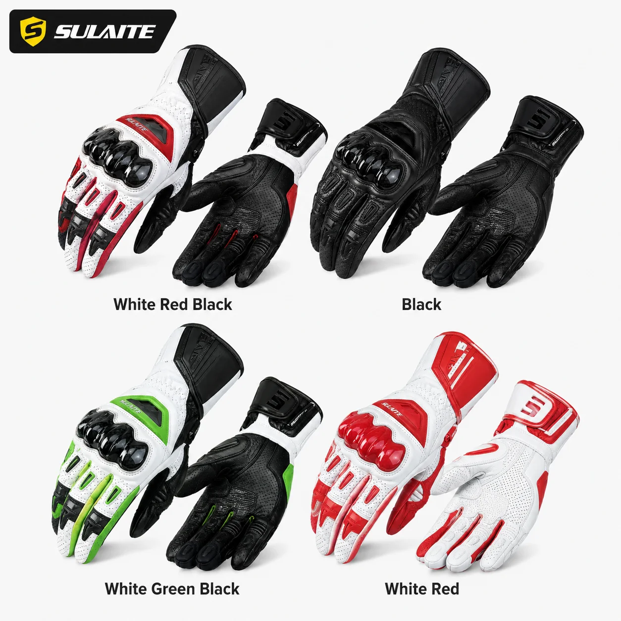 SULAITE Summer Motorcycle Gloves Full Finger Breathable Touchscreen Anti-Slip Palm Wear Resistant Riding Motocross Gloves
