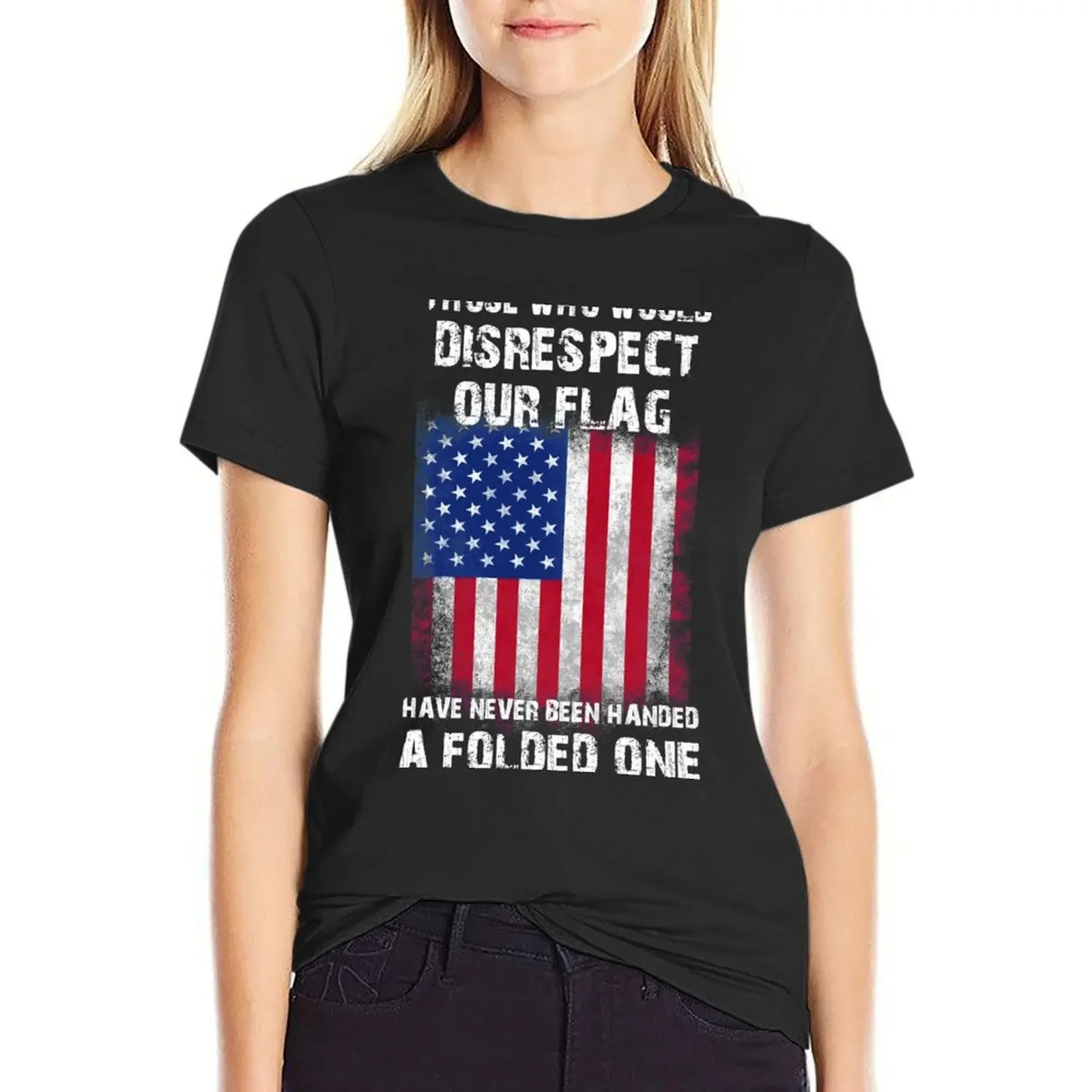

DISRESPECT OUR FLAG T-Shirt plus size tops vintage clothes graphics shirts graphic tees cotton t shirts Women