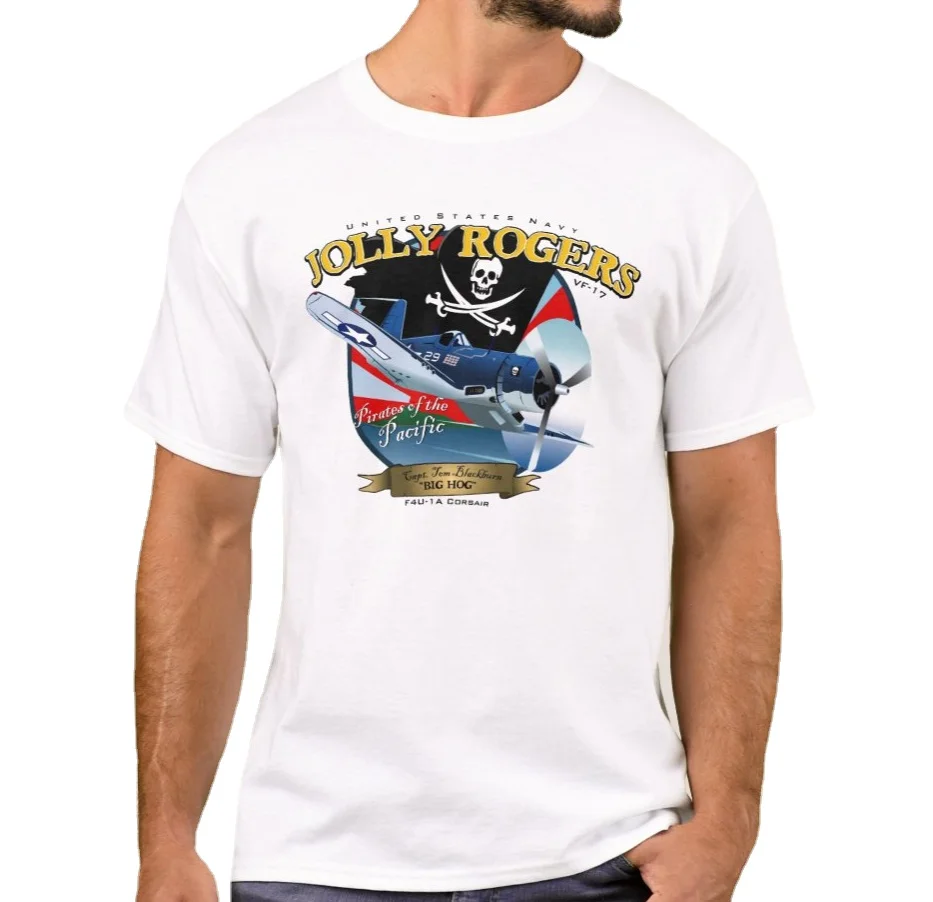 Naval Jolly Rogers VF-17 Pirate Flag F4U Corsair Fighter T-Shirt. Summer Cotton Short Sleeve O-Neck Mens T Shirt New S-3XL