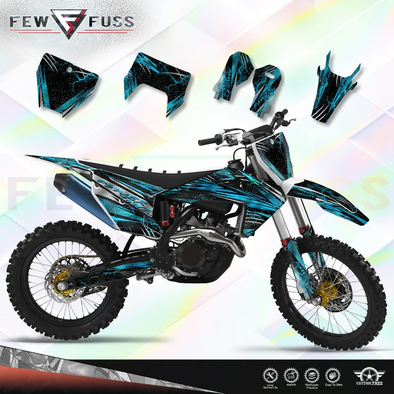 Fewfuss Holographic Chrome Graphics Stickers Kit for Husqvarna 19-21 TC FC TX FX FS, 20-23 TE FE Motorcycle Decals 2