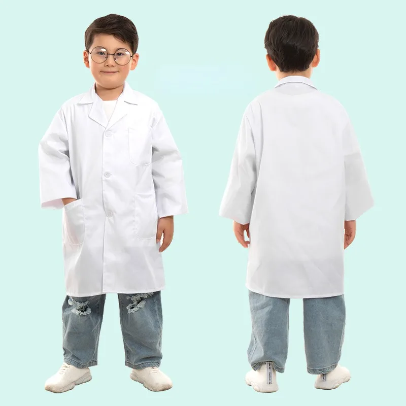 

Kids Natural Uniforms Scrubs Childrens Doctor's Lab Coat School Projects Halloween Scientists Role Play Costume For Girls Boys