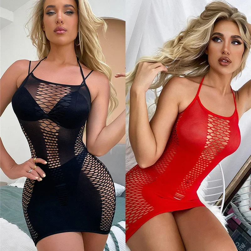 

Dress Slips sexy backless fishing net lingerie women's open cut transparent Sexy cosplay lingeries sexy hot Womens dresses xxx