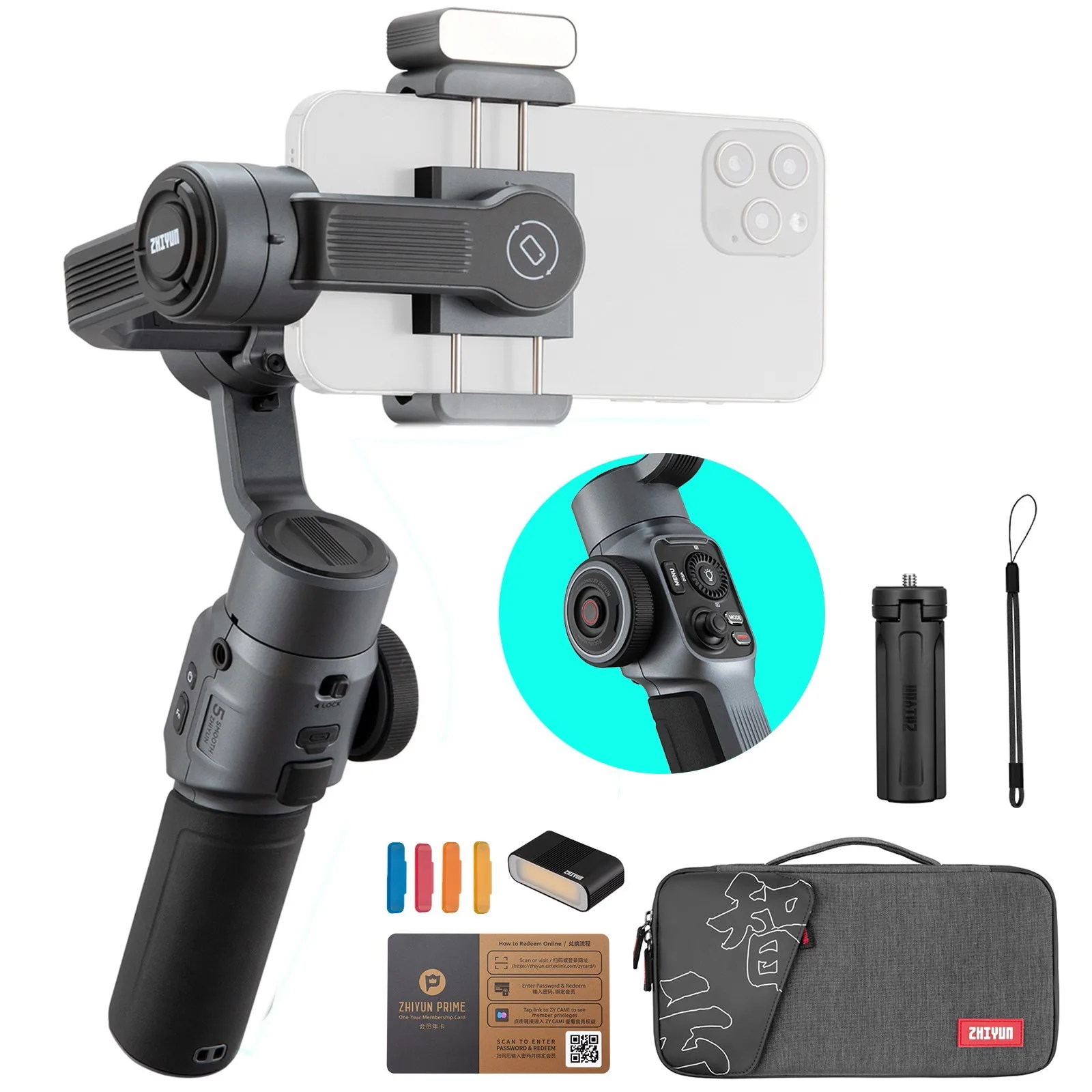 Official Zhiyun Smooth 5 3-Axis Handheld Gimbal Stabilizers for iPhone 13 12 11 X XS 8 7 Plus Samsung/Huawei/Xiaomi Smartphones