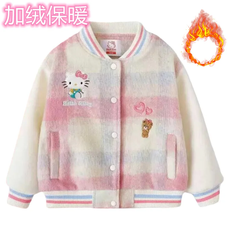 

Детская куртка Sanrio Hello Kitty для весны и осени, милый бейсбольный стиль/стиль MLB, теплая, ветрозащитная, для принцесс
