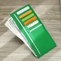 Contact'S Slim Female Card Wallet Cowhide Leather Women Credit Card Holder Zipper Coin Purse Money Clip Multi Color