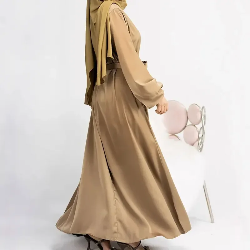 Ramadan Satin Abaya Closed Hijab Dress Turkey Muslim Plain Basic Abayas for Women Dubai Long Dresses Islamic Clothes Kaftan Robe