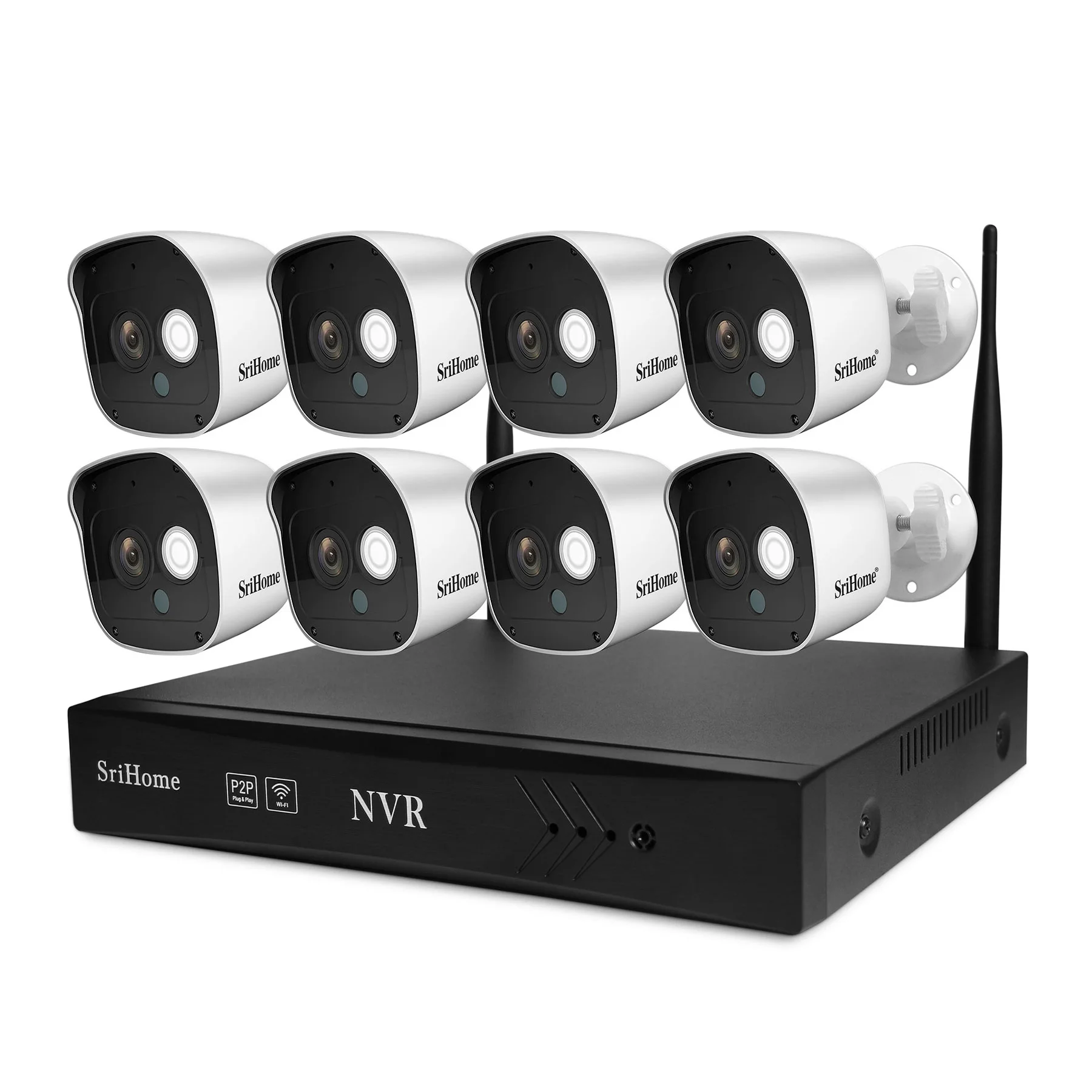 Srihome NVS003 16CH 4K UHD POE NVR H.265 Network Video Recorder Security Protection Surveillance 8T HDD CCTV Wifi IP Cam System