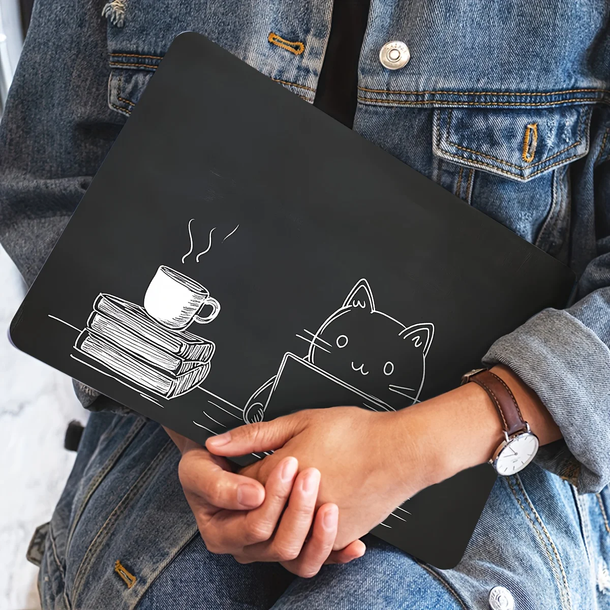 2D Flat Sticker Motorcycle Sticker 2 pieces Cute Anime Cat and Cute Laptop Light Beige Sticker - Scratch Resistant Waterproof