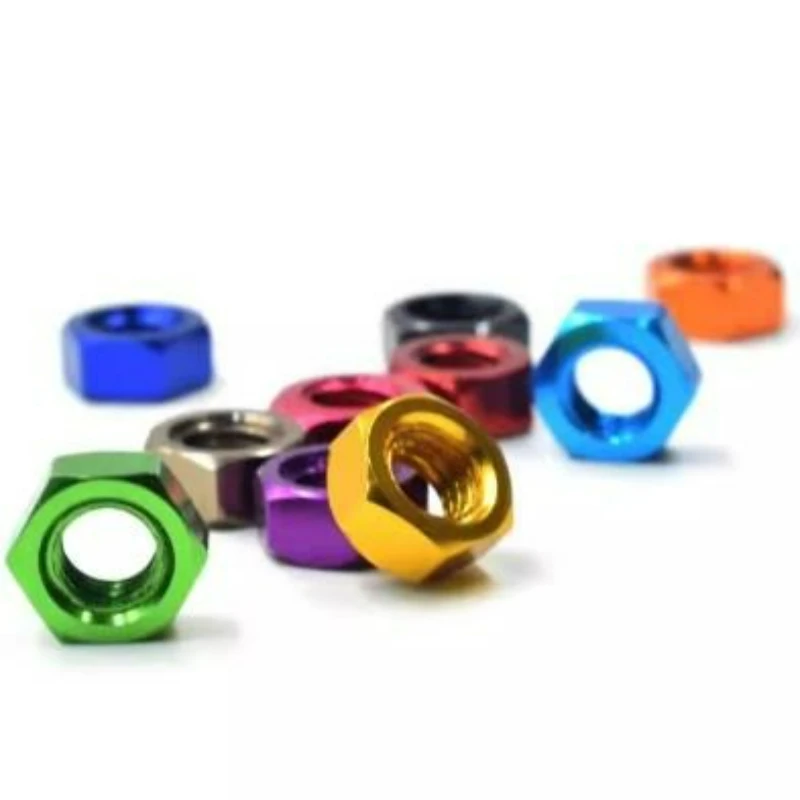 10/20pcs 6061 Colourful Aluminium Alloy Hex Nut Anodised M3 M4 M5 M6 M8 Hex Metric for Screws Bolts Locknuts