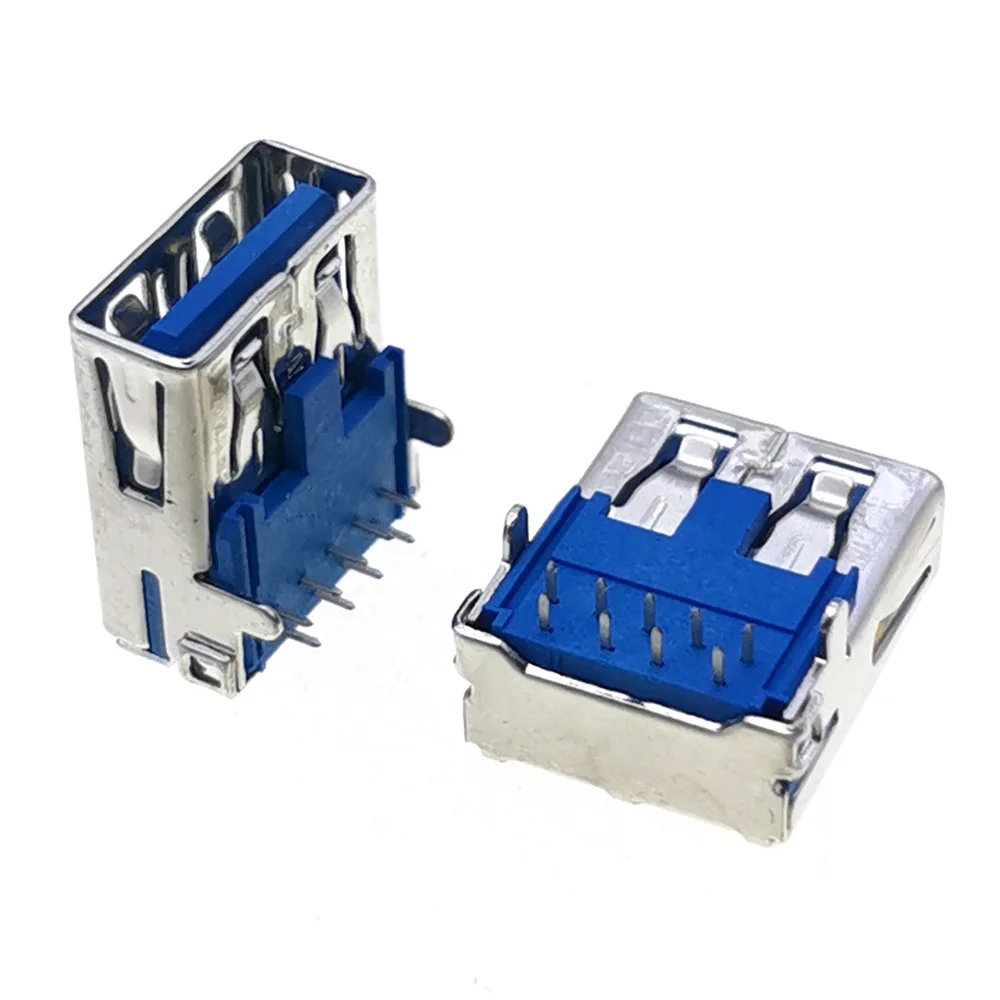 10pcs USB 3.0 USB-3.0-AF Type Port Female Solder Jacks Connector PCB Socket For USB Interface Port 90 degrees SMT