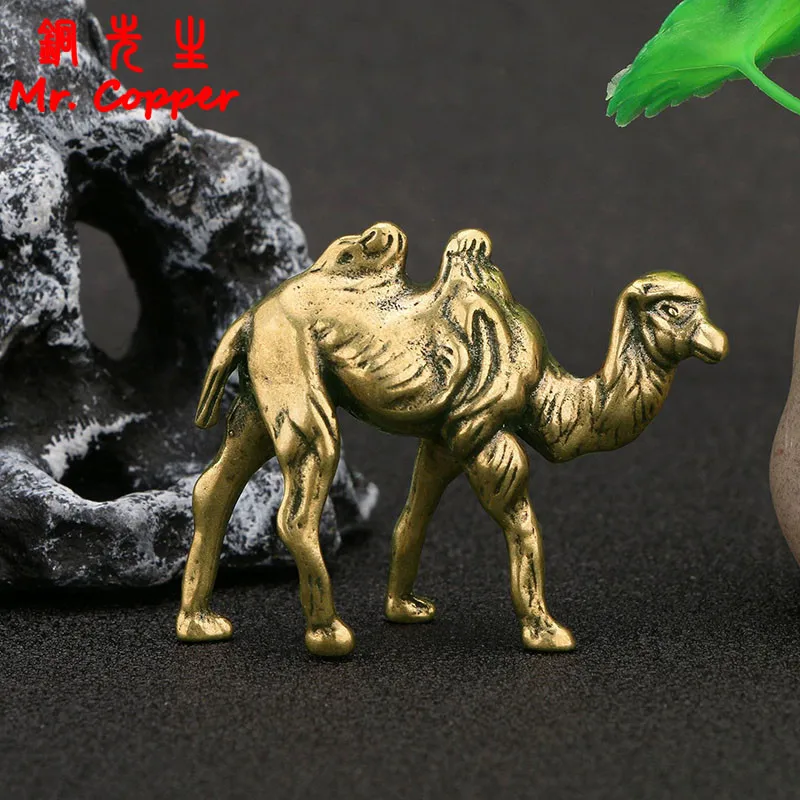 Vintage Brass Desert Camel Small Statue Desktop Decoration Ornament Animal Figurines Children Toy Gifts Living Room Decor Crafts