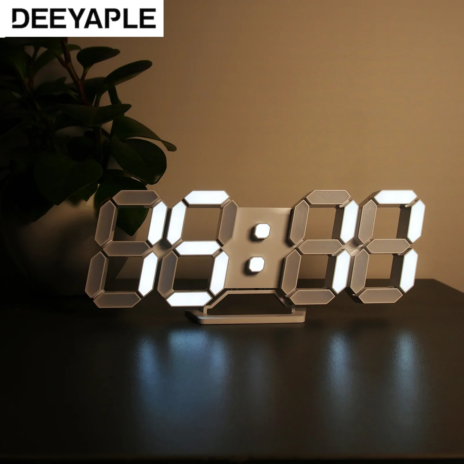 

Deeyaple 3D Led Digital Alarm Clock Night Light Wall Clock Watch Table Thermometer Furnishings Electronic Calendar Home Decor