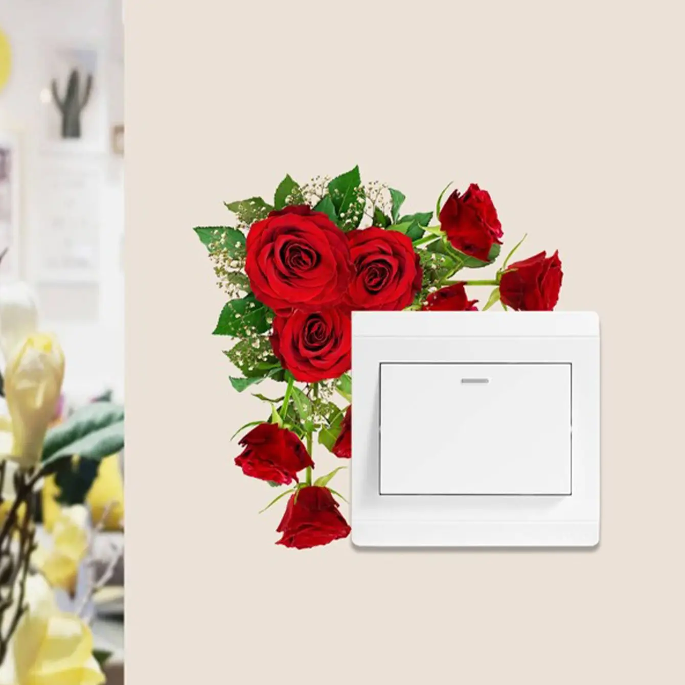 Universal Size Switch Decor Stickers Cozy Floral Designs for Bedroom Living Room Wall Socket Light Switch Decorative Accessories