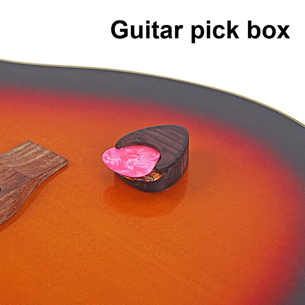 Useful Heart Shaped Wood Guitar Picks Box Portable Wooden Guitar Pick Box Guitar Pick Plectrum Storage Box for Storage