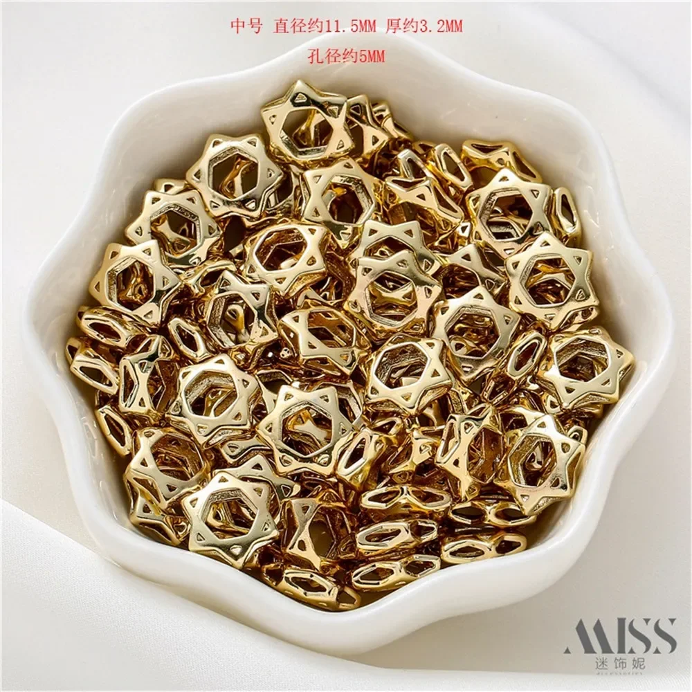 14K gouden tas kleurbehoud hexagram set kralenring DIY handgemaakte sieraden accessoires materialen