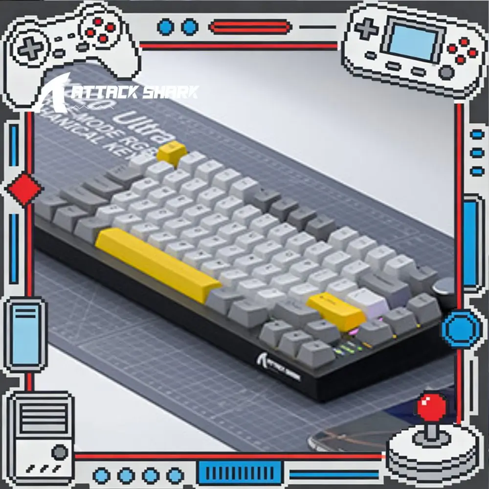 ATTACK SHARK X820 Ultra Mechanical Keyboard 75% Tri-mode Bluetooth Wireless With CNC Knob Gasket Hot Swap RGB 4000mAh Keyboard