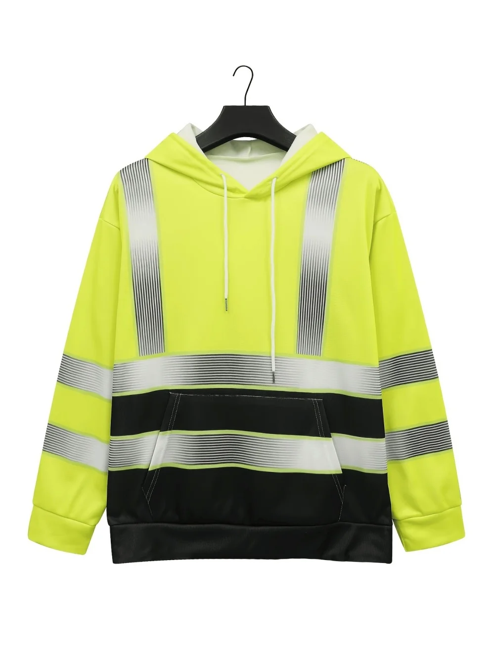 Men's Workwear Style Long Sleeve Hoodie Color Block Striped Print Casual Top Loose Hoodie for Everyday Commuting Men Sweatshirt