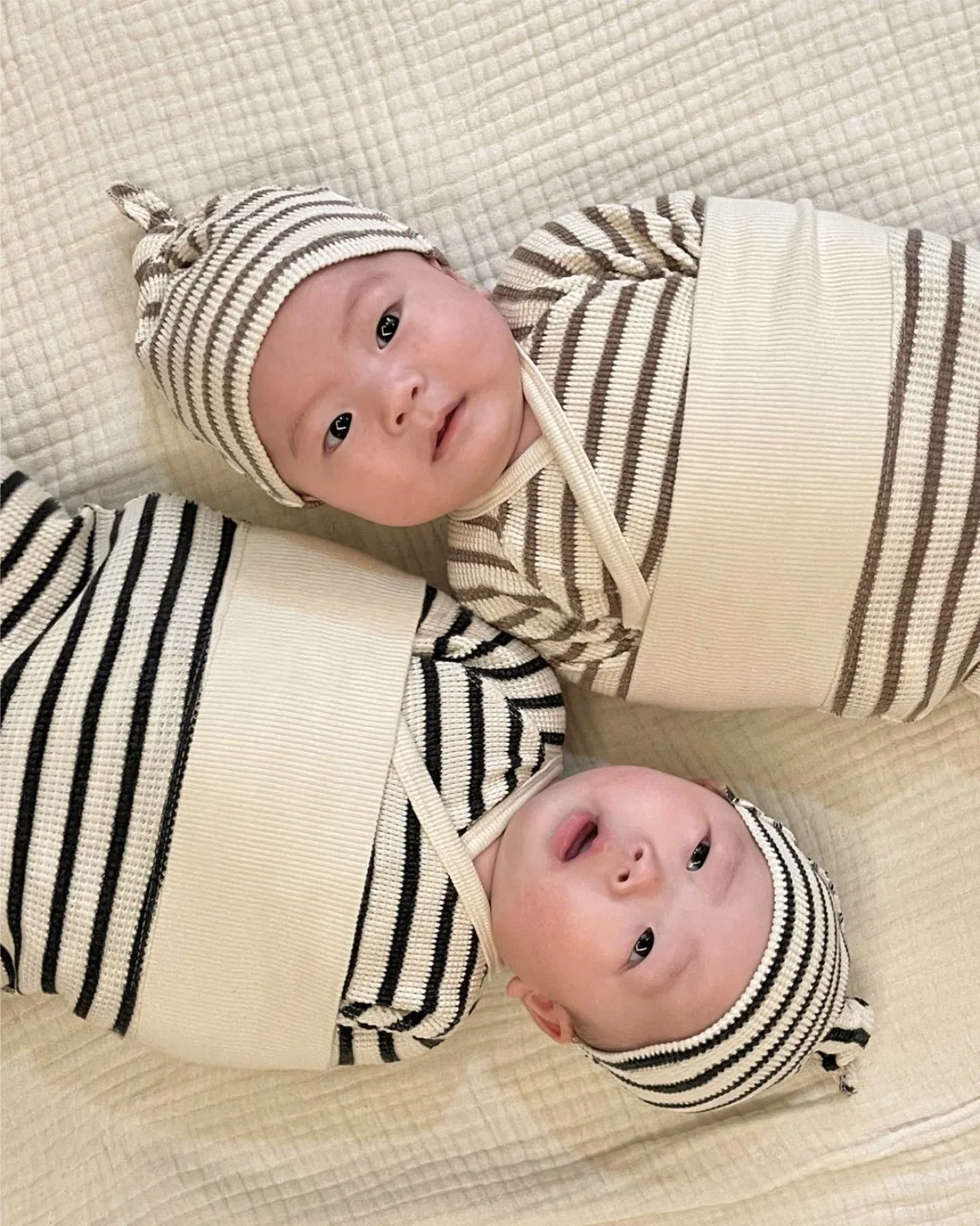 2024 Spring New Baby Long Sleeve Striped Clothes Set Newborn Infant Cotton Tops + Pants + Hat 2pcs Suit Toddler Outfits 0-24M