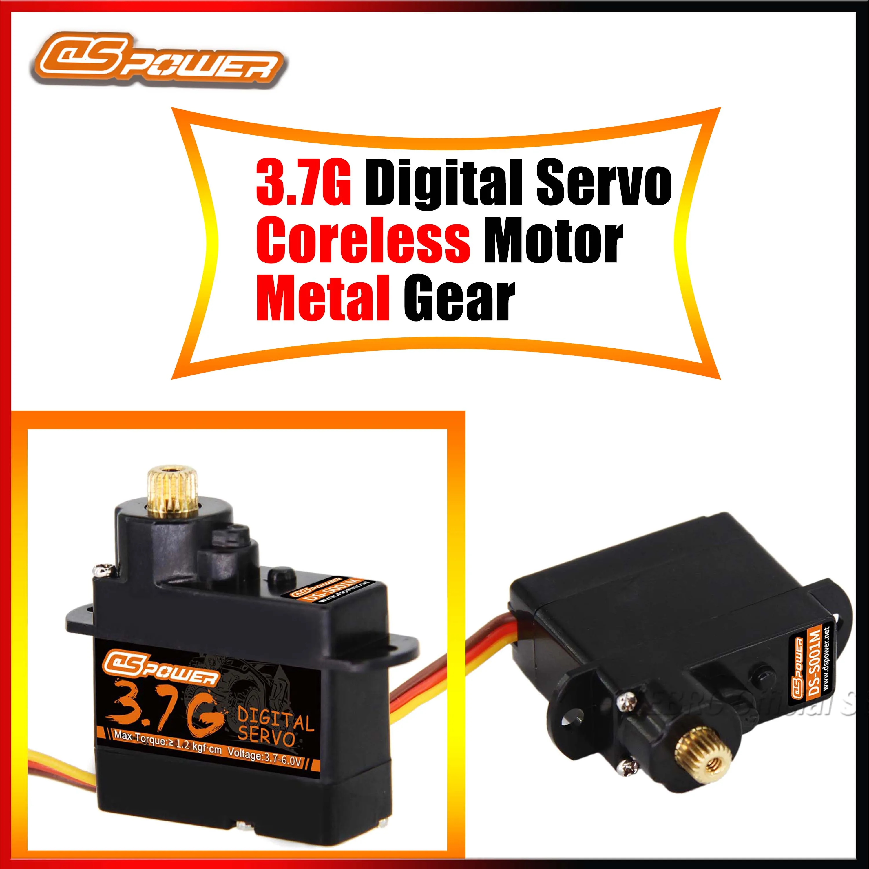 

DSpower 3.7g Micro Digital Standard Servo Coreless Motor Metal Gear 3.7~4.2V for RC Car Airplanes Fixed-wing Helicopter Vehicle