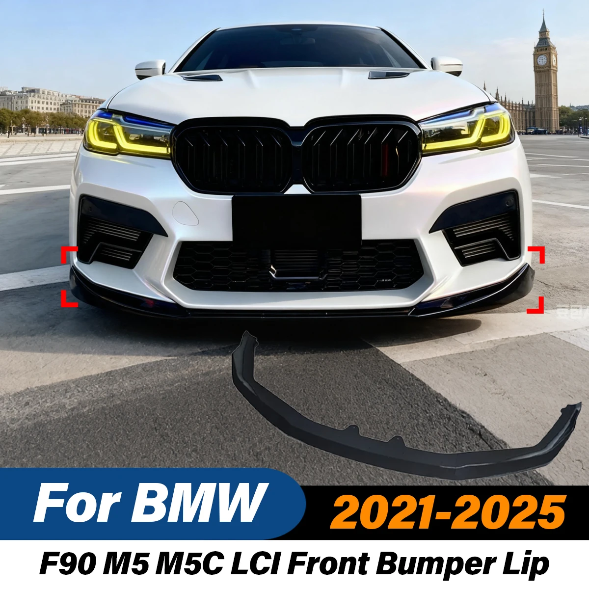 

For BMW F90 M5 M5C LCI 2021 2022 2023 2024 2025 Automobile Front Bumper Lip Sports Wind Spoiler Diverter Body Modification Kit