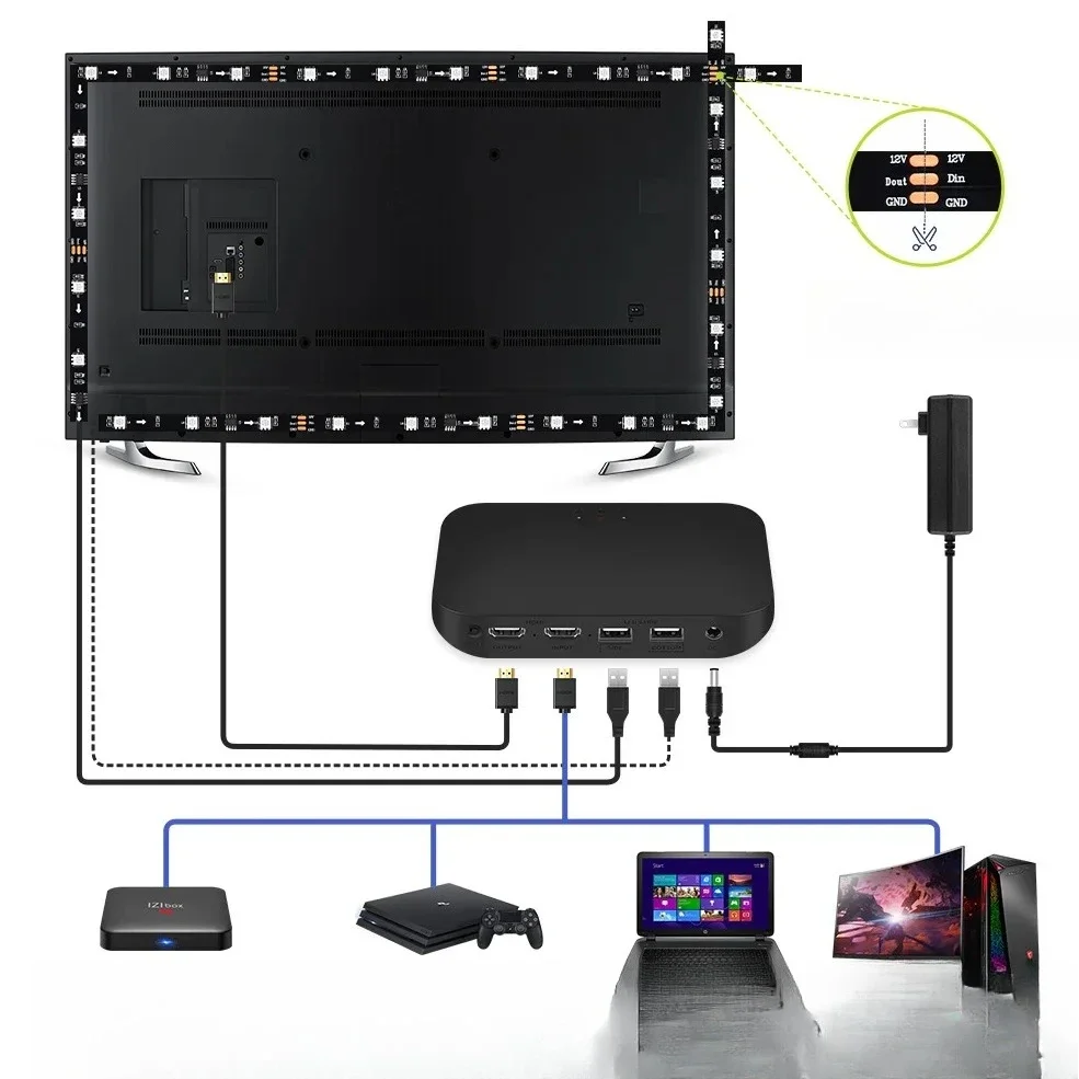 

Best Value 12 Scene Effects Color Adjustment Sound and Light Synchronization TV Synchronization Light Emitting Diode Lights